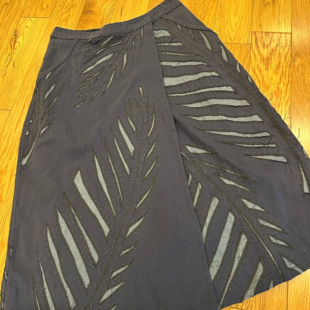 Black A-Line Midi Skirt with Cut-Out Design